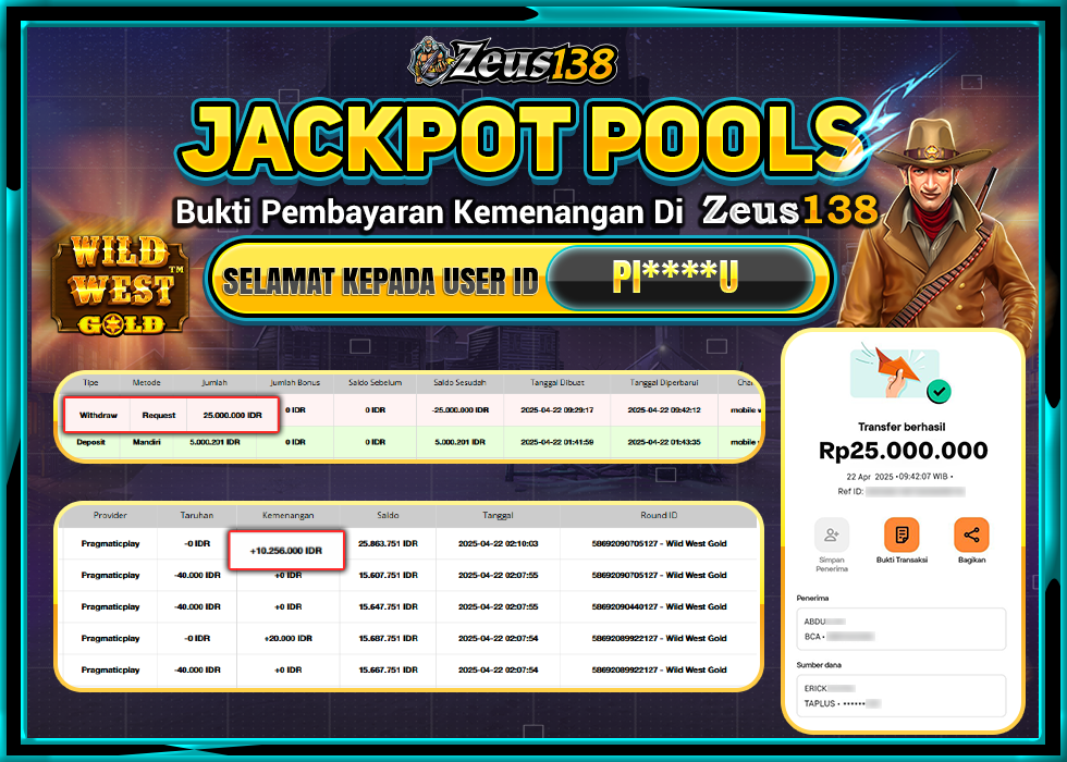 ZEUS138 WILD WEST GOLD  Rp.25.000.000,- LUNAS